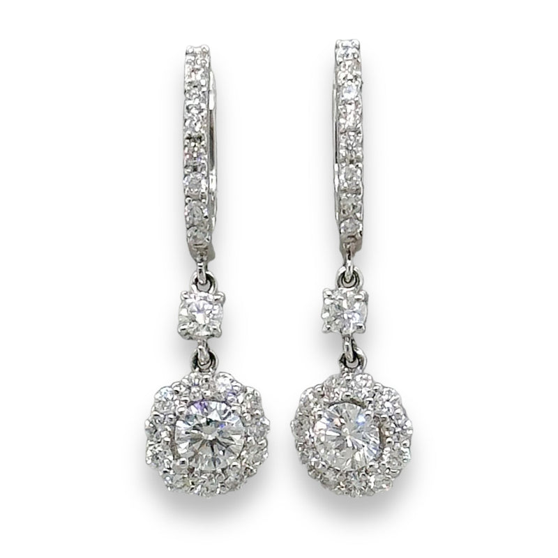 14K W Gold 1.60cttw F/SI1 Diamond Drop Earrings - Walter Bauman Jewelers