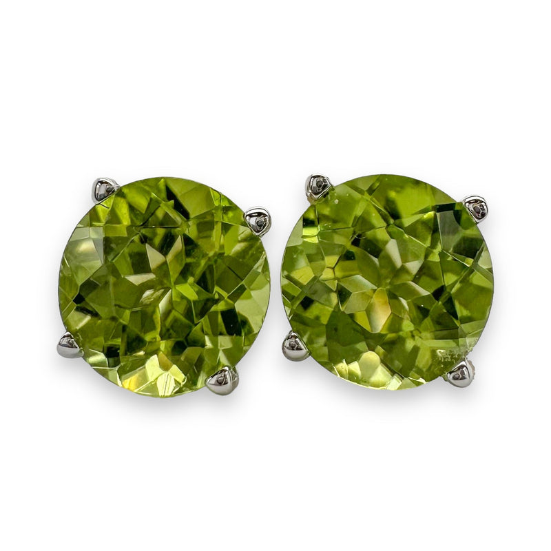 14K W Gold 1.70cttw 6mm Round Peridot Earrings - Walter Bauman Jewelers