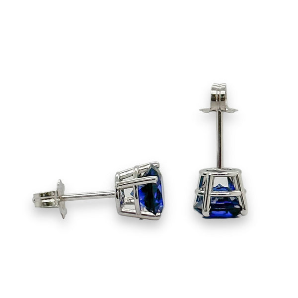 14K W Gold 1.78cttw 6mm Lab-Created Sapphire Earrings - Walter Bauman Jewelers
