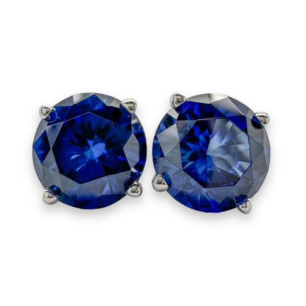 14K W Gold 1.78cttw 6mm Lab-Created Sapphire Earrings - Walter Bauman Jewelers
