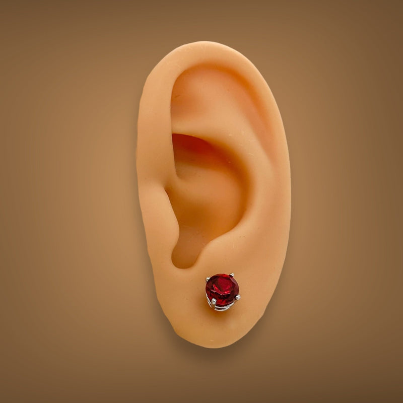 14K W Gold 1.92ct 6mm Lab-Created Ruby Earrings - Walter Bauman Jewelers