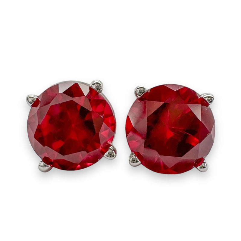 14K W Gold 1.92ct 6mm Lab-Created Ruby Earrings - Walter Bauman Jewelers