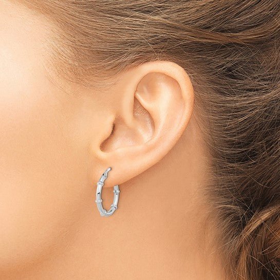 14K W Gold 19mm Beaded Hoop Earrings - Walter Bauman Jewelers