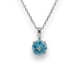 14K W Gold 1ct 6mm Round Blue Topaz Pendant - Walter Bauman Jewelers