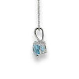 14K W Gold 1ct 6mm Round Blue Topaz Pendant - Walter Bauman Jewelers