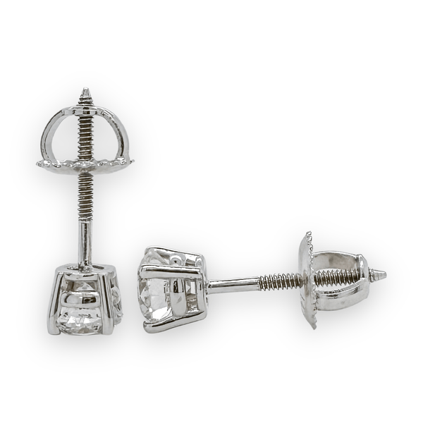 14K W Gold 1cttw Diamond Stud Earrings H/I1 - Walter Bauman Jewelers
