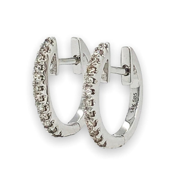 14K W Gold .20cttw Diamond Hoop Earrings - Walter Bauman Jewelers
