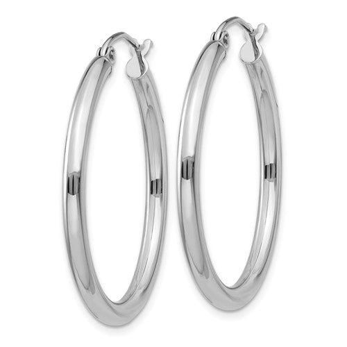 14K W Gold 2.3mm Hoop Earrings - Walter Bauman Jewelers