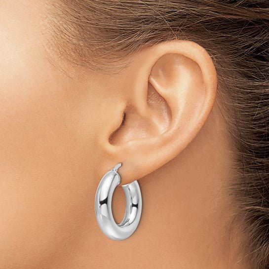 14K W Gold 26mm Hoop Earrings - Walter Bauman Jewelers