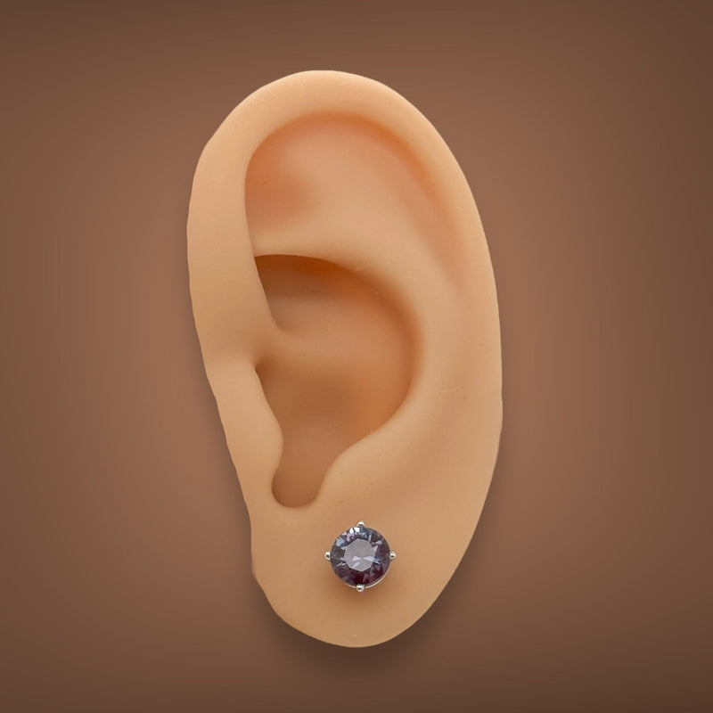 14K W Gold 2ct 6mm Lab-Created Alexandrite Earrings - Walter Bauman Jewelers