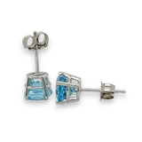 14K W Gold 2cttw 6mm Round Blue Topaz Earrings - Walter Bauman Jewelers