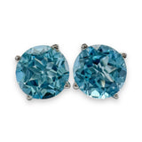 14K W Gold 2cttw 6mm Round Blue Topaz Earrings - Walter Bauman Jewelers