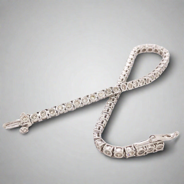 14K W Gold 2cttw Miracle Set Diamond Tennis Bracelet 11.4grms - Walter Bauman Jewelers