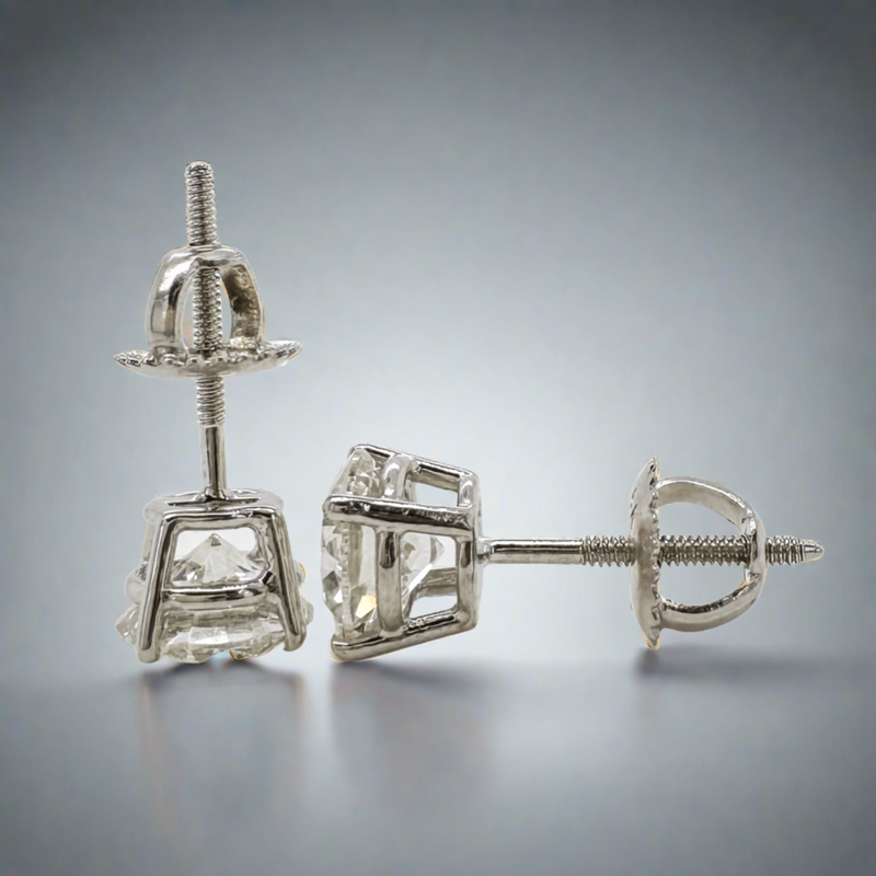14K W Gold 2ctw Diamond Stud Earrings SI2/J - Walter Bauman Jewelers