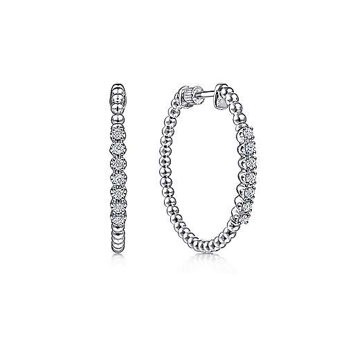 14K W Gold .30cttw Diamond Hoop Earrings - Walter Bauman Jewelers