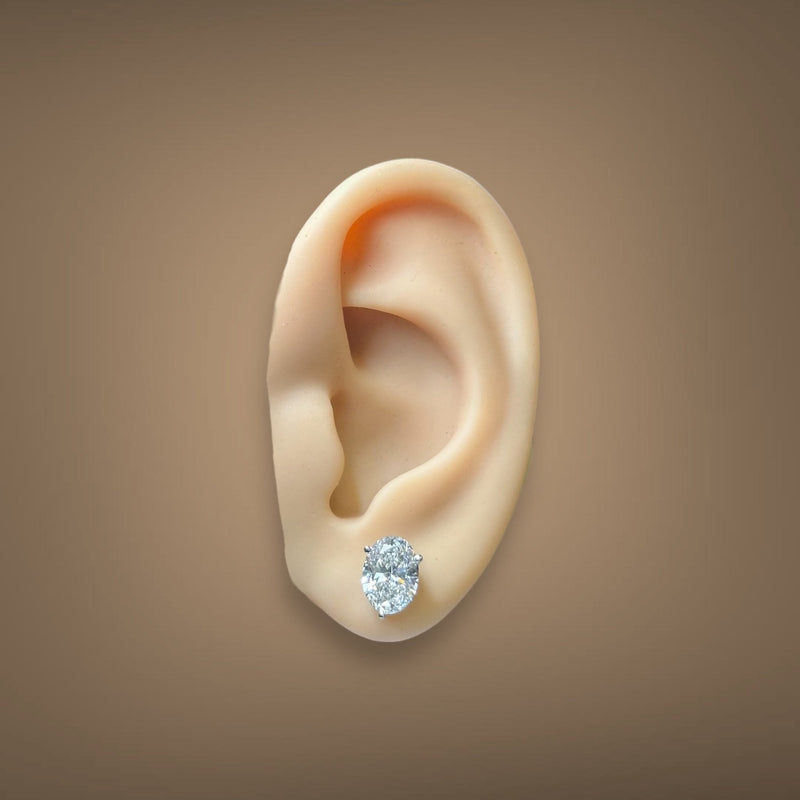 14K W Gold 3.13ctw F/VS1 Oval Lab-Created Diamond Earrings - Walter Bauman Jewelers