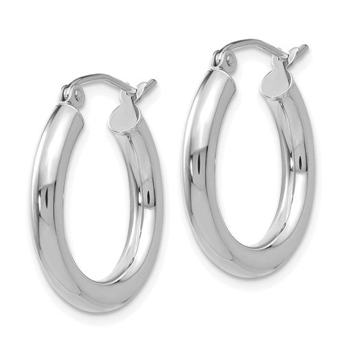 14K W Gold 3mm Hoop Earrings - Walter Bauman Jewelers
