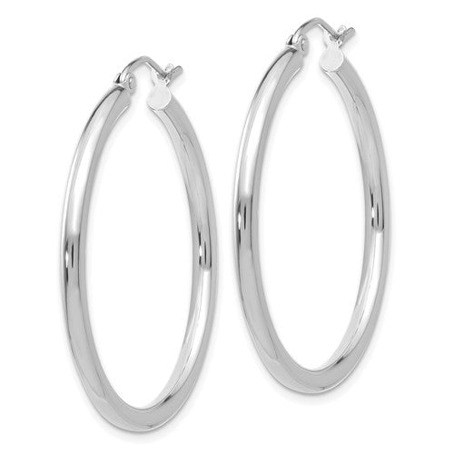 14K W Gold 3mm Hoop Earrings - Walter Bauman Jewelers