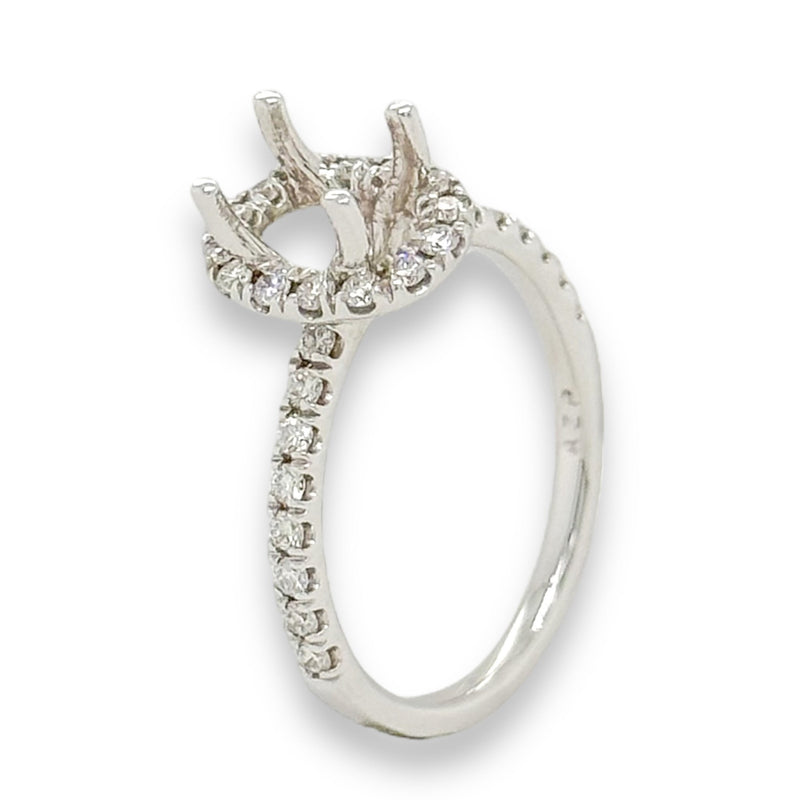 14K W Gold .40ctw H/SI1-2 Diamond Oval Halo Engagment Ring Mounting - Walter Bauman Jewelers