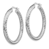 14K W Gold 40mm Dia Cut Round Hoop Earrings - Walter Bauman Jewelers