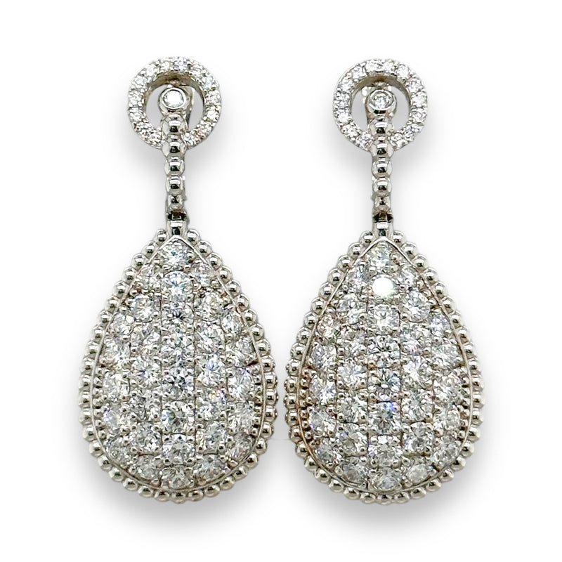 14K W Gold 4.50ctw Diamond Teardrop Earrings - Walter Bauman Jewelers