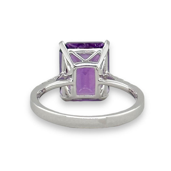 14K W Gold 5.58ctw Amethyst and SI2/G 0.10ctw Diamond Ring - Walter Bauman Jewelers