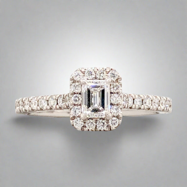 14K W Gold .64cttw EC Diamond Engagement Ring - Walter Bauman Jewelers