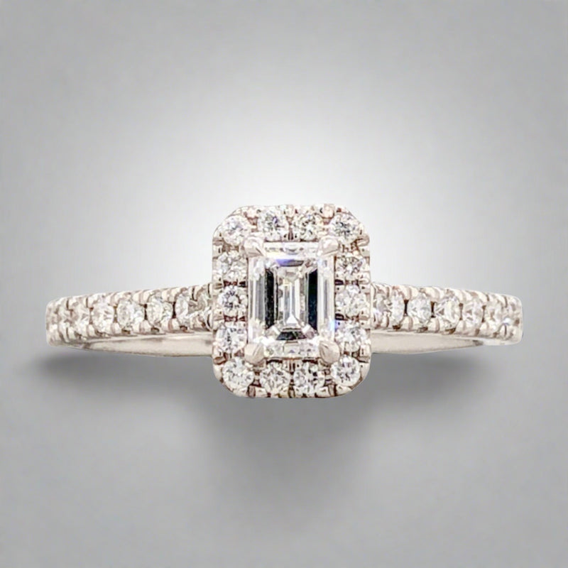 14K W Gold .64cttw EC Diamond Engagement Ring - Walter Bauman Jewelers