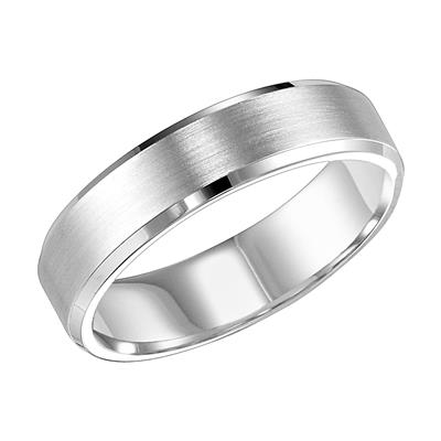 14K W Gold 6mm Bevel Edges with Flat Profile Wedding Band 8.0grms - Walter Bauman Jewelers