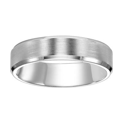 14K W Gold 6mm Bevel Edges with Flat Profile Wedding Band 8.0grms - Walter Bauman Jewelers