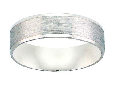 14K W Gold 6mm Brushed Finish Flat Bevel Edge Wedding Band - Walter Bauman Jewelers