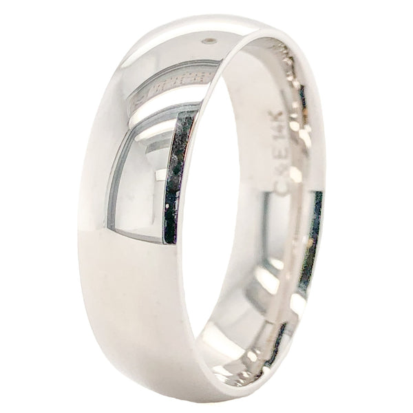 14K W Gold 6mm Wedding Band - Walter Bauman Jewelers