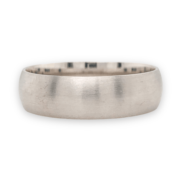14K W Gold 6mm Width Comfort Fit Band with Brushed Finish and Flat Edge - Walter Bauman Jewelers