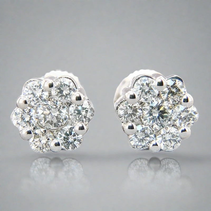 14K W Gold .70cttw Diamond Cluster Earrings - Walter Bauman Jewelers