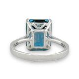 14K W Gold 7.39ct London Blue Topaz 0.10cttw Diamond Ring - Walter Bauman Jewelers