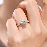 14K W Gold CZ Center & 0.39cttw Diamond Accent Engagement Ring - Walter Bauman Jewelers