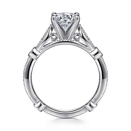 14K W Gold CZ Center & 0.39cttw Diamond Accent Engagement Ring - Walter Bauman Jewelers