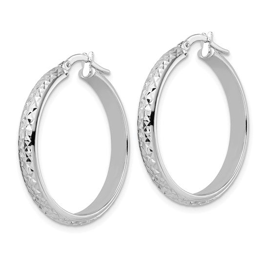 14K W Gold Dia Cut Hoop Earrings - Walter Bauman Jewelers