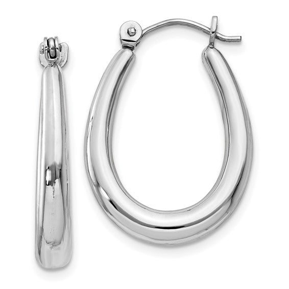 14K W Gold Graduated Oval Hoop Earrings - Walter Bauman Jewelers