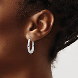 14K W Gold Graduated Oval Hoop Earrings - Walter Bauman Jewelers