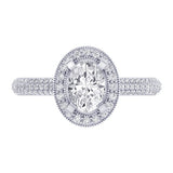 14K W Gold Oval CZ Center & 0.40cttw Diamond Accent Engagement Ring - Walter Bauman Jewelers