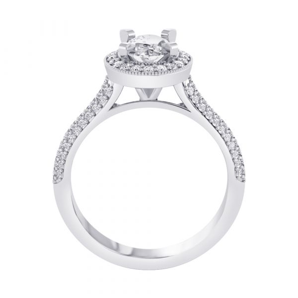 14K W Gold Oval CZ Center & 0.40cttw Diamond Accent Engagement Ring - Walter Bauman Jewelers