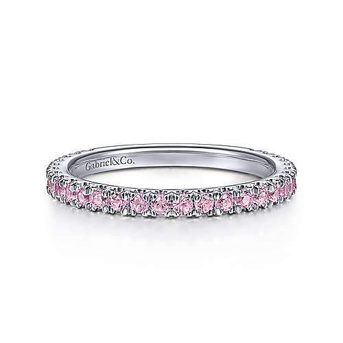14K W Gold Pink Sapphire Band - Walter Bauman Jewelers