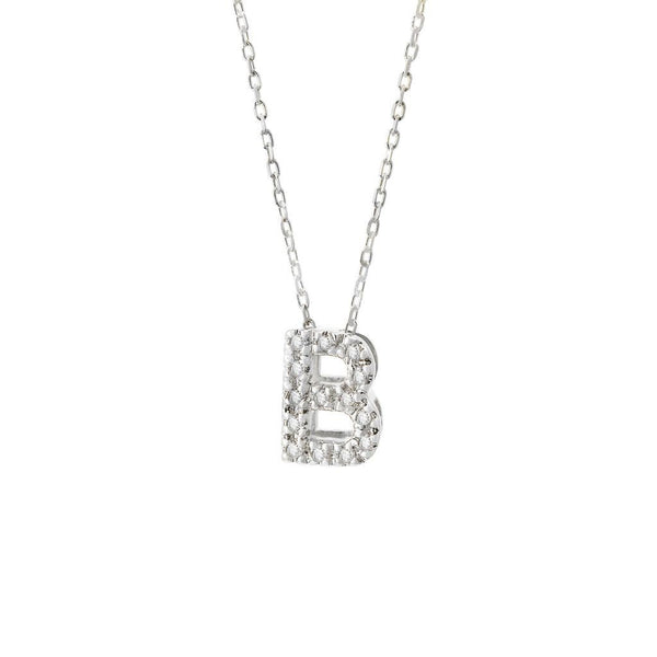 14K W Gold small diamond initial 'B' pendant - Walter Bauman Jewelers