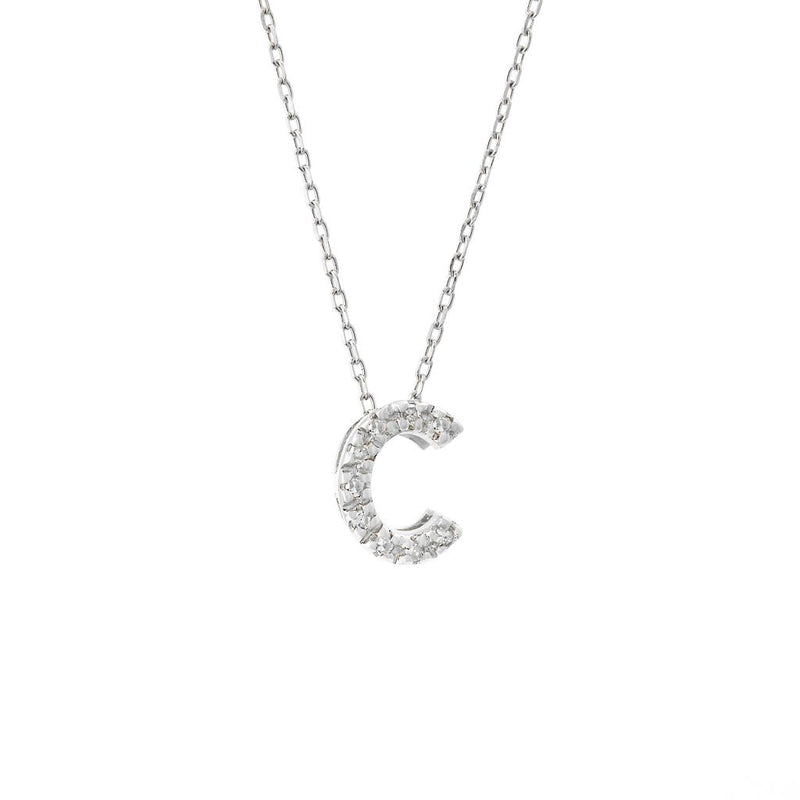 14K W Gold small diamond initial 'C' pendant - Walter Bauman Jewelers
