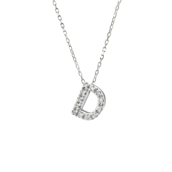 14K W Gold small diamond initial 'D' pendant - Walter Bauman Jewelers
