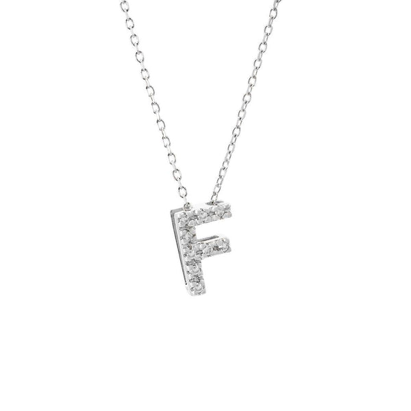 14K W Gold small diamond initial 'F' pendant - Walter Bauman Jewelers