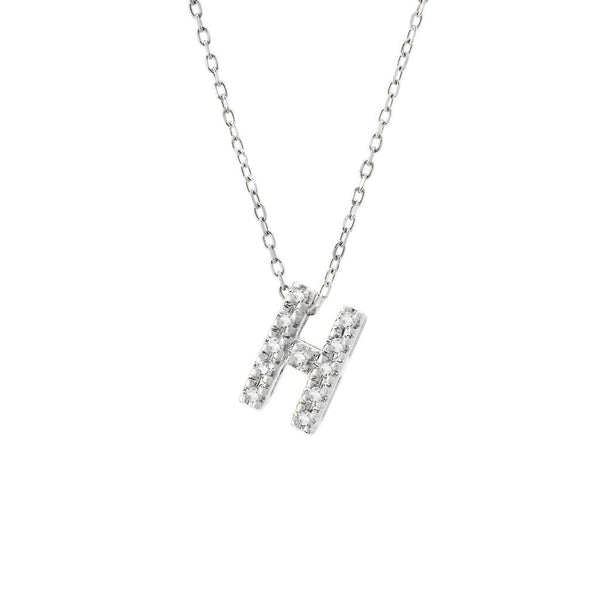 14K W Gold small diamond initial 'H' pendant - Walter Bauman Jewelers