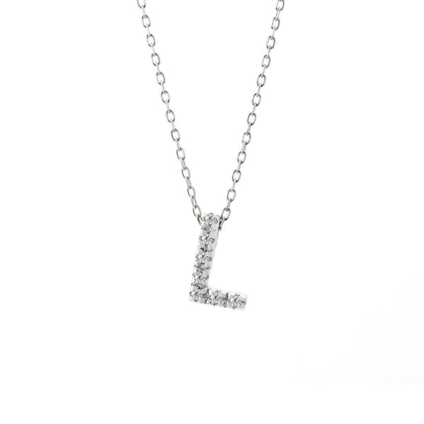 14K W Gold small diamond initial 'L' pendant - Walter Bauman Jewelers
