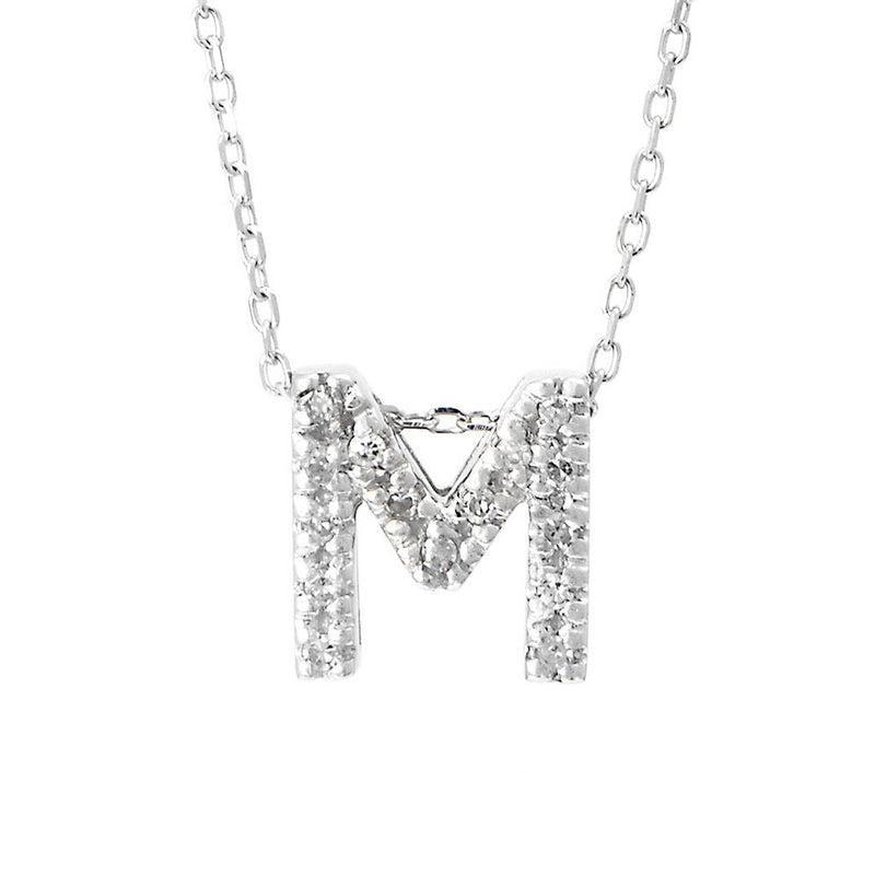 14K W Gold small diamond initial 'M' pendant - Walter Bauman Jewelers